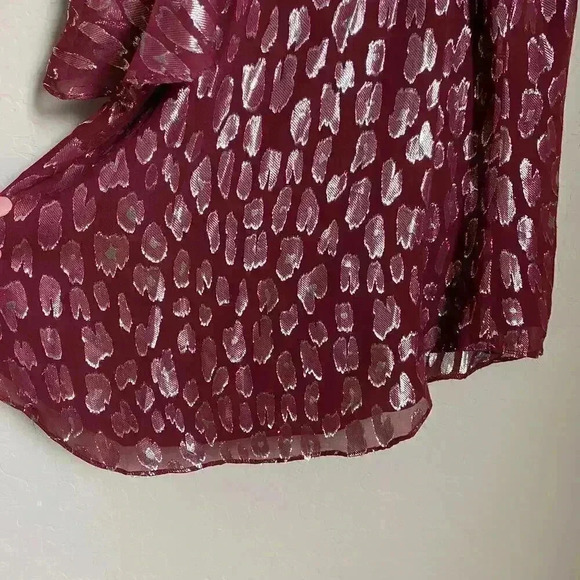 Veronica Beard Benton Top Ruffles One Shoulder Red/Silver‎ Size 8 - Picture 14 of 16